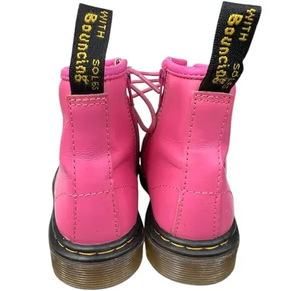 Dr. Martens Kids Pink Leather Lace Up Combat Boots Size US 9 - Picture 8 of 11